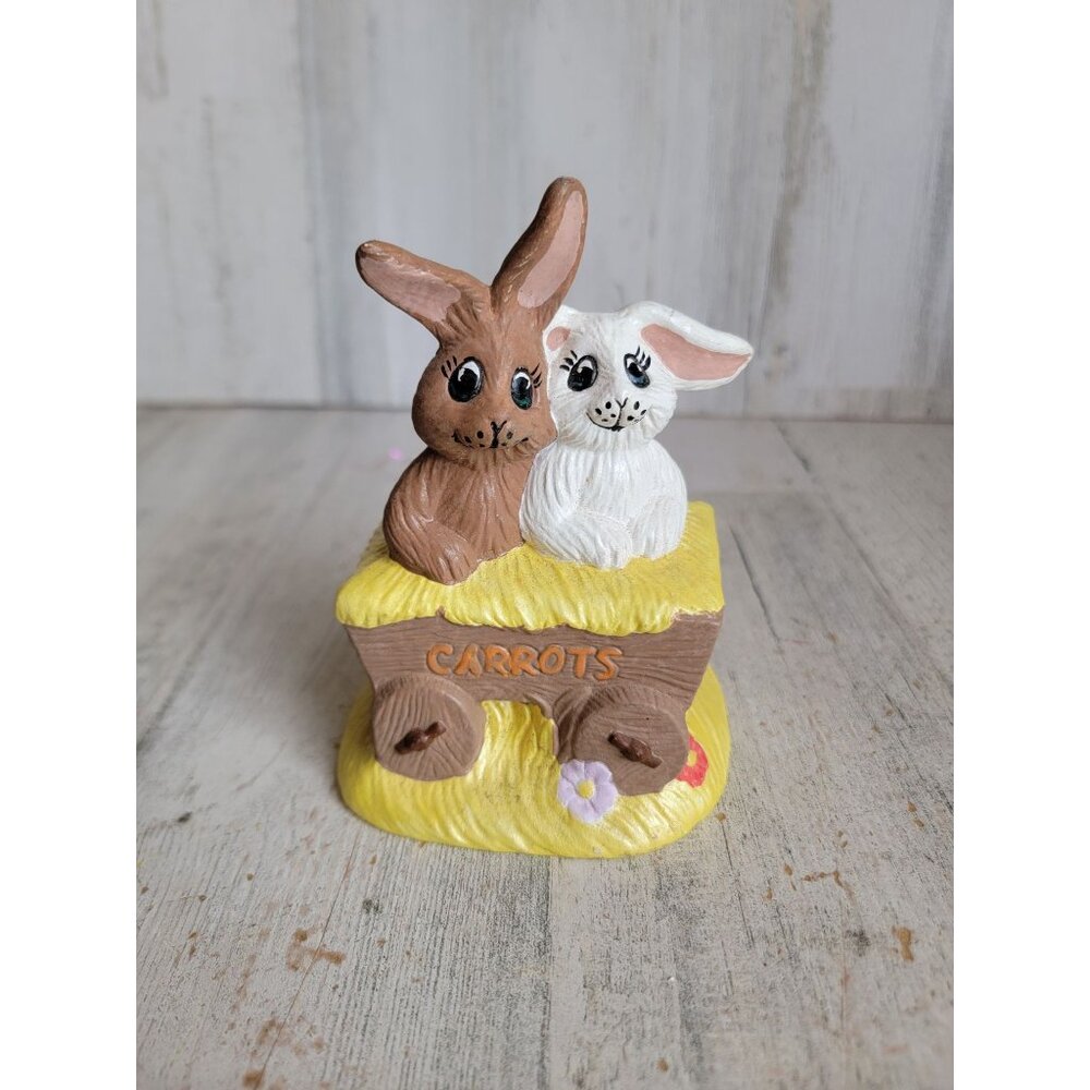 BB Vintage ceramic Easter Bunny carrots figure spring home decor